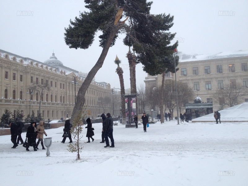 Bakıya güclü qar yağır - YENİLƏNİB - VİDEO - FOTOSESSİYA