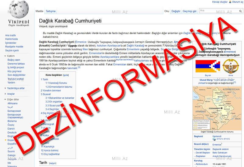 Türk Wikipedia-sında Azərbaycana böyük təhqir - FOTO