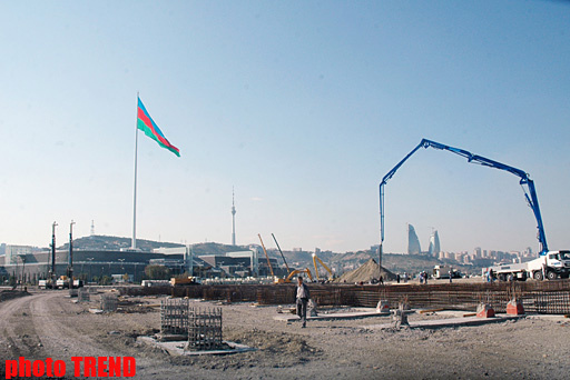Bakıda "Eurovision 2012" müsabiqəsinin keçirilə biləcəyi arenanın bünövrəsinin inşası başa çatır - FOTO