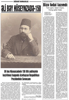 "Kaspi" qəzeti Əli bəy Hüseynzadəylə bağlı xüsusi buraxılış dərc edib - FOTO