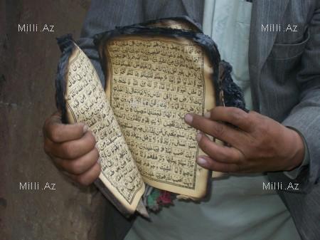 Məscid yandırıldı, onlarla Quran külə döndü - VİDEO - FOTO