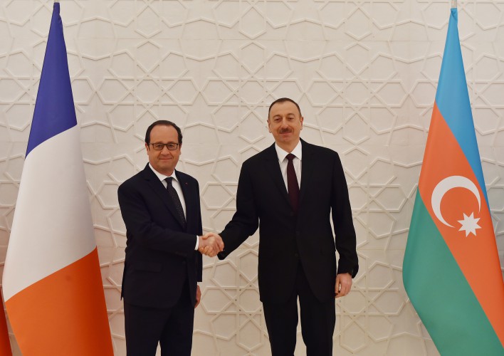 Prezident İlham Əliyev və Fransua Olland Bakıda görüşdülər - YENİLƏNİB - FOTO