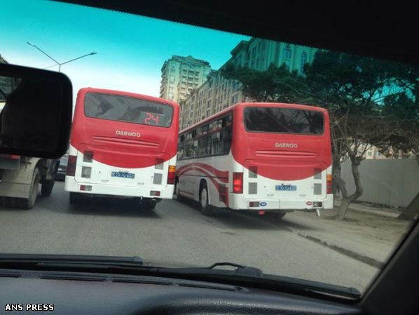 Bakıda sərnişin avtobusu sürücüləri özlərini "Formula-1" trasında hiss etdilər - FOTO