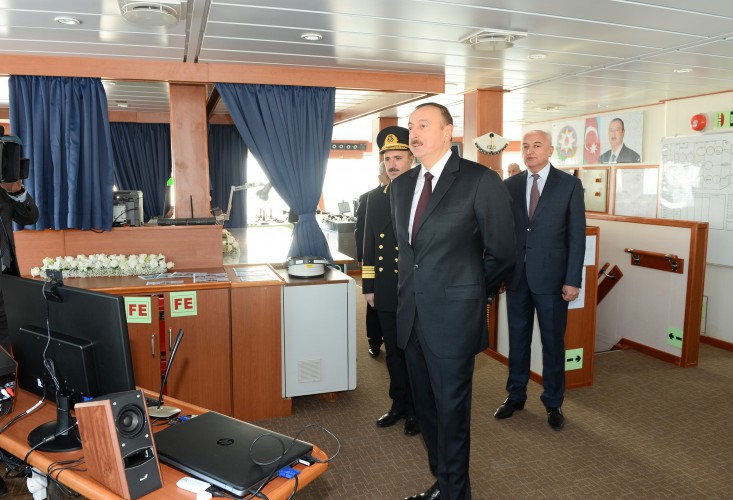 Prezident İlham Əliyev və xanımı Mehriban Əliyeva Müslüm Maqomayevin adını daşıyan gəminin istismara verilməsi mərasimində iştirak ediblər - YENİLƏNİB - FOTO