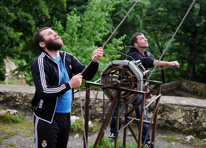 Last of the Stylites Maxime Qavtaradze, who lives on top of the Katskhi Pillar, Georgia - 22 Jun 2013