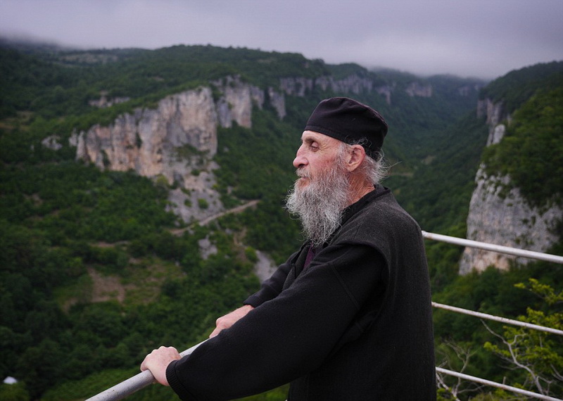 Last of the Stylites Maxime Qavtaradze, who lives on top of the Katskhi Pillar, Georgia - 22 Jun 2013