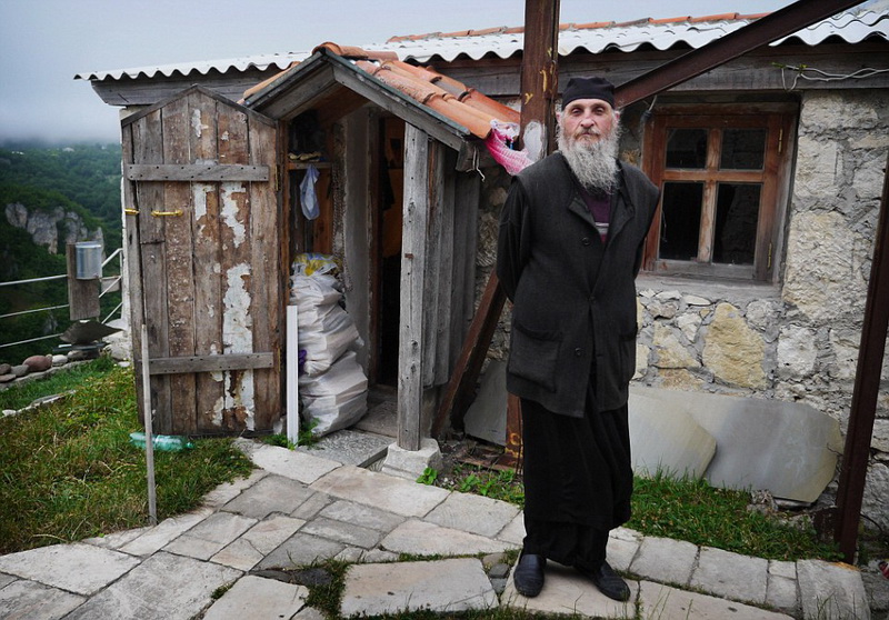 Last of the Stylites Maxime Qavtaradze, who lives on top of the Katskhi Pillar, Georgia - 22 Jun 2013