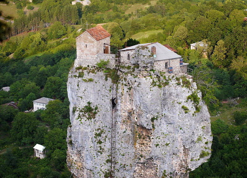 Last of the Stylites Maxime Qavtaradze, who lives on top of the Katskhi Pillar, Georgia - 22 Jun 2013